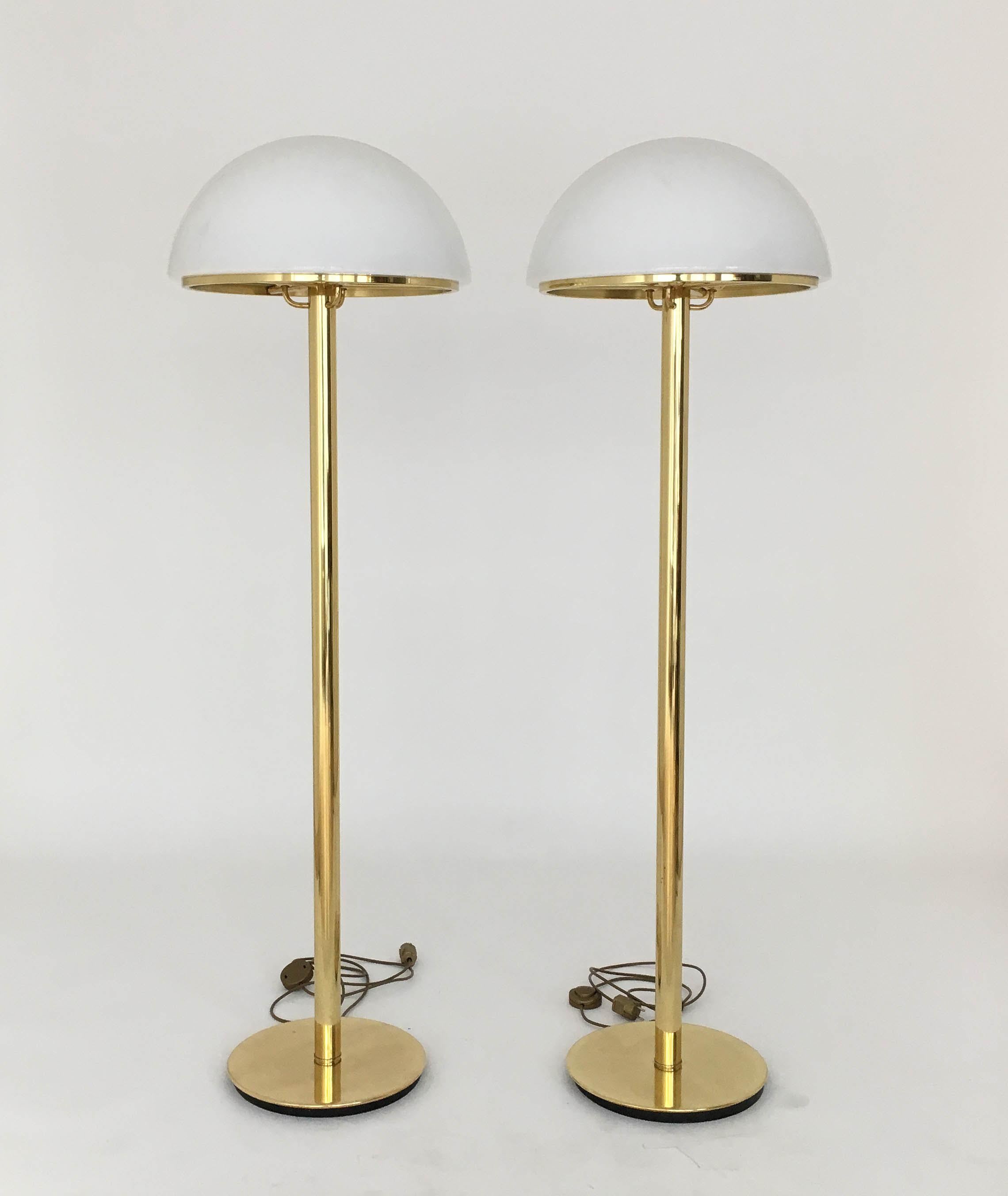Glashütte Limburg Mushroom Floor Lamps Set of Two, Germany, 1970s For Sale 3