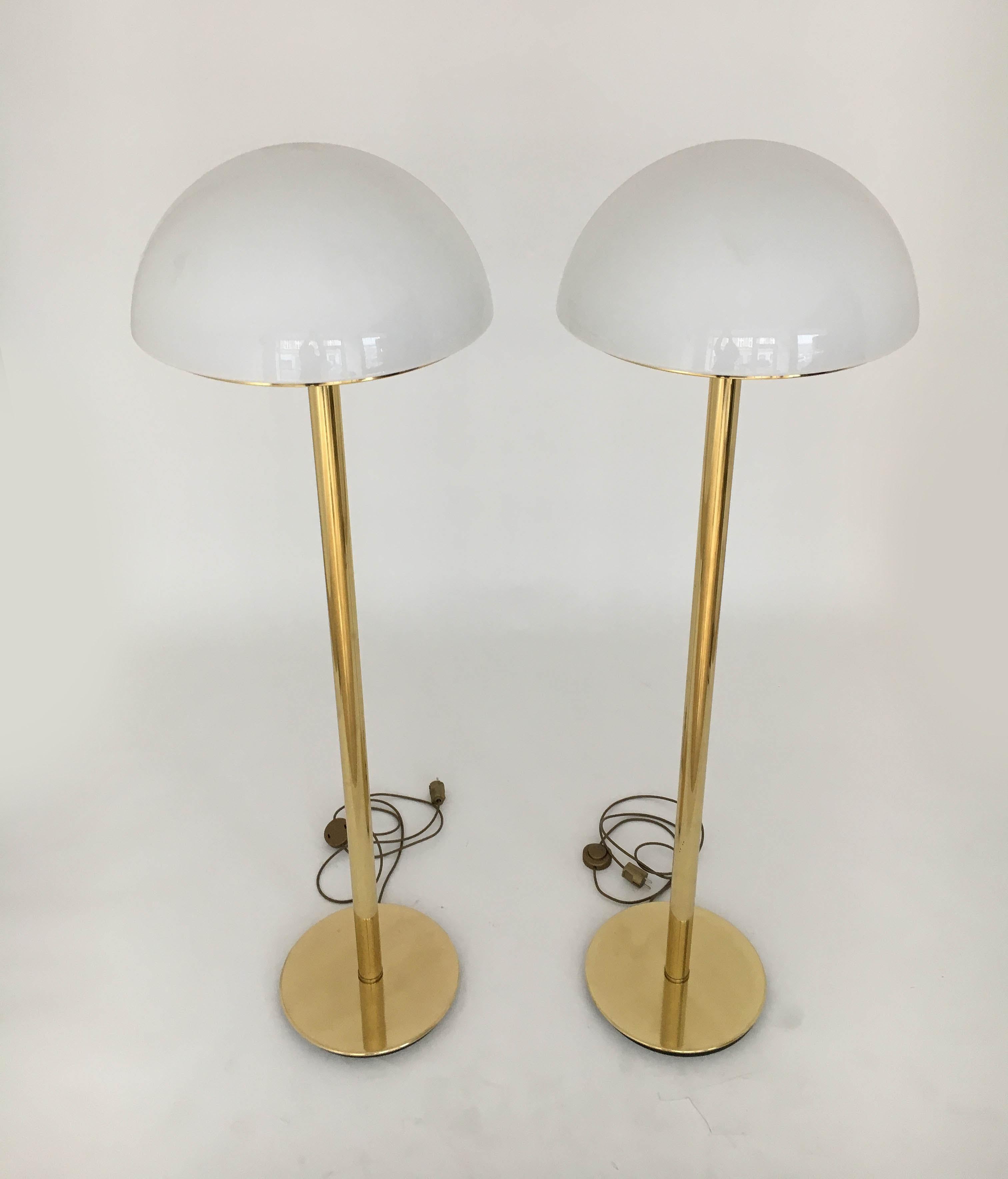 Metal Glashütte Limburg Mushroom Floor Lamps Set of Two, Germany, 1970s For Sale