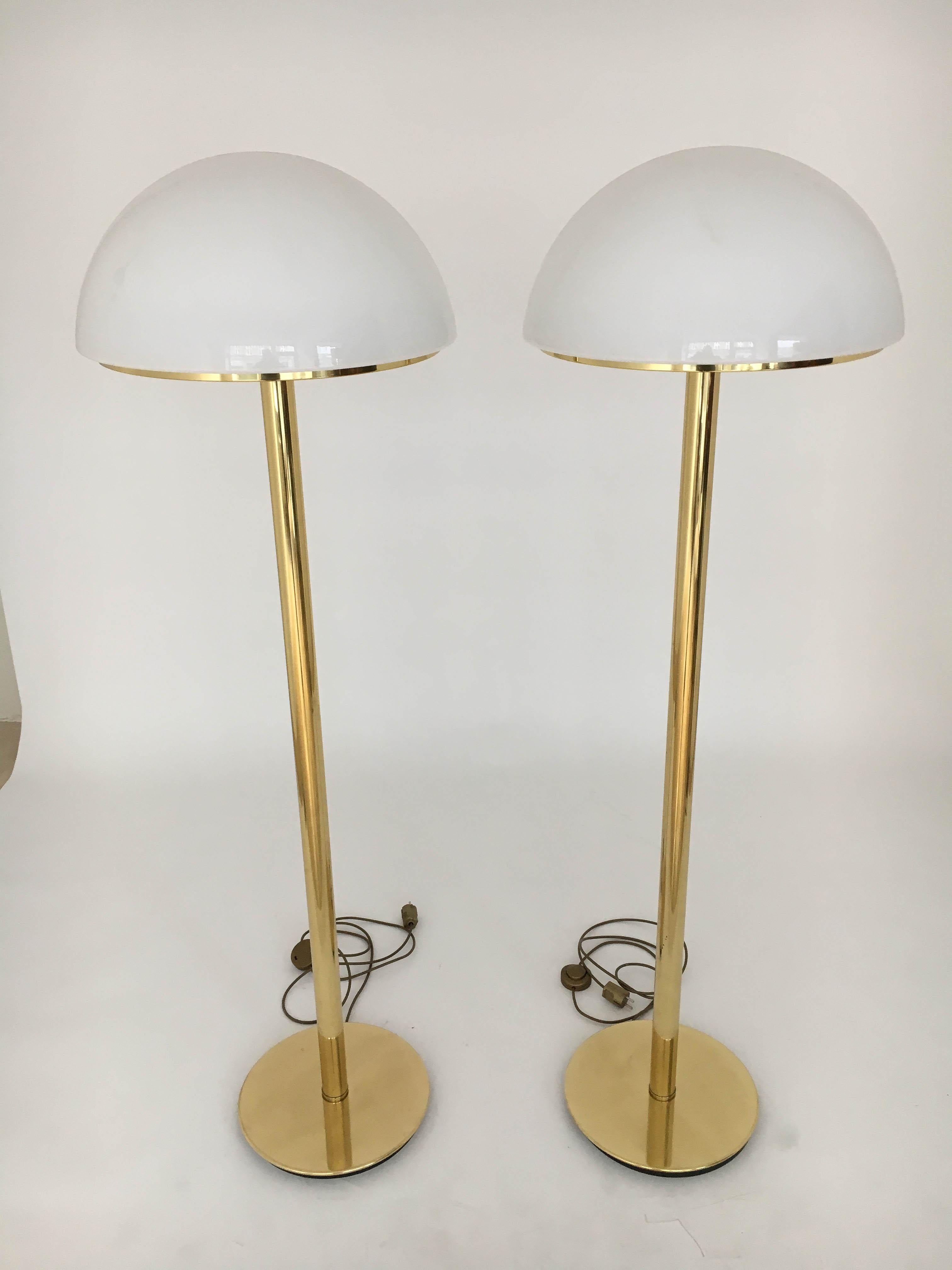 Glashütte Limburg Mushroom Floor Lamps Set of Two, Germany, 1970s For Sale 1