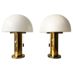 Glashütte Limburg Mushroom Table Lamp Satin Glass, Germany, 1970s