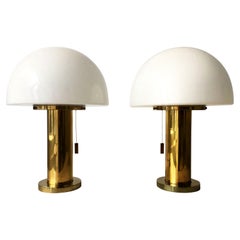 Glashütte Limburg Mushroom Table Lamp Satin Glass, Germany, 1970s