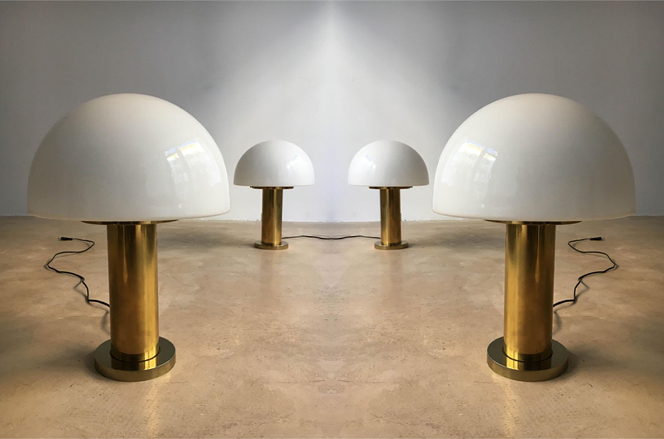 Mid-Century Modern Glashütte Limburg Mushroom Table Lamps Set of Four, Germany, 1970s