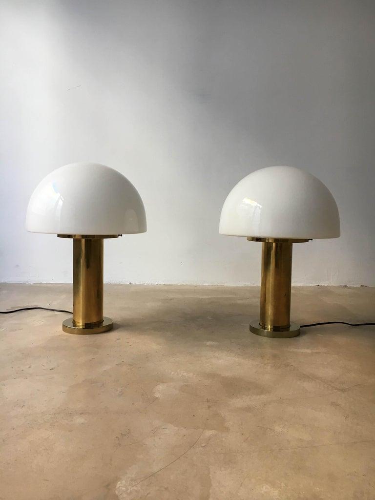 Late 20th Century Glashütte Limburg Mushroom Table Lamps Set of Four, Germany, 1970s