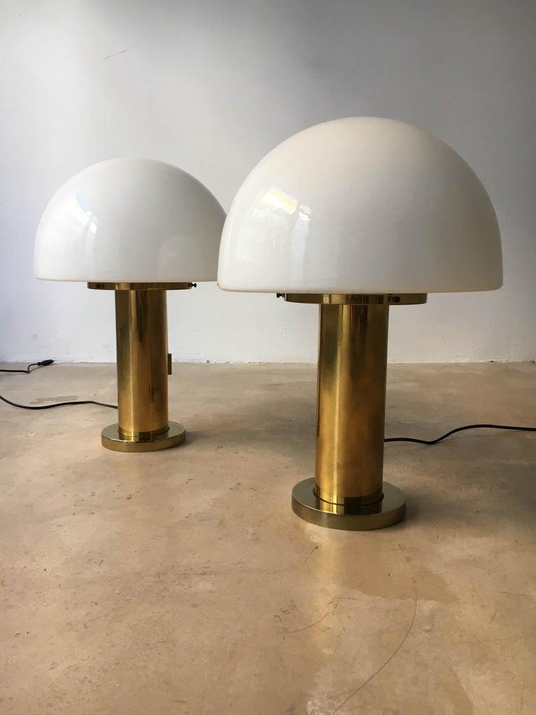 Glashütte Limburg Mushroom Table Lamps Set of Two, Germany, 1970s In Good Condition In Vienna, AT