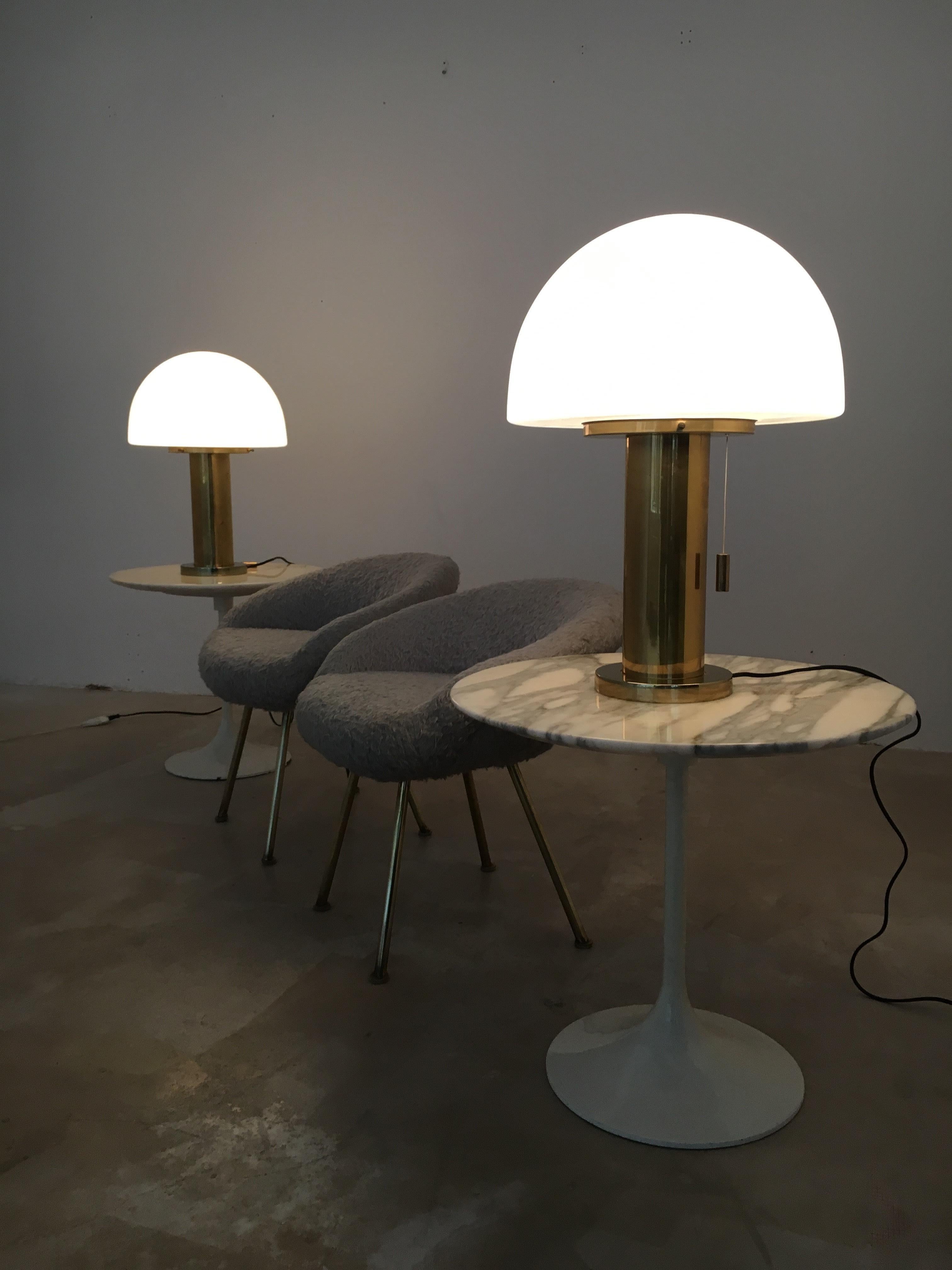 Metal Glashütte Limburg Mushroom Table Lamps Set of Two, Germany, 1970s