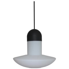 Glashütte Limburg Pendant Lamp, Fourteen Available, Opal Glass, Germany, 1960s