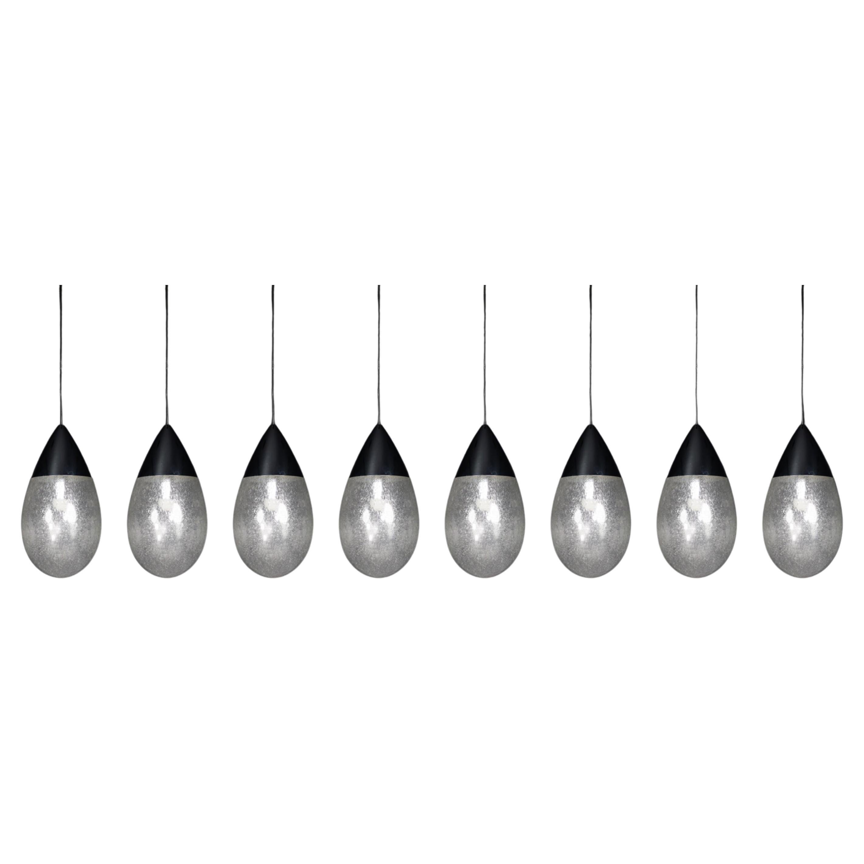 Glashutte Limburg Pendants in Glass and Chrome, Germany 1970s