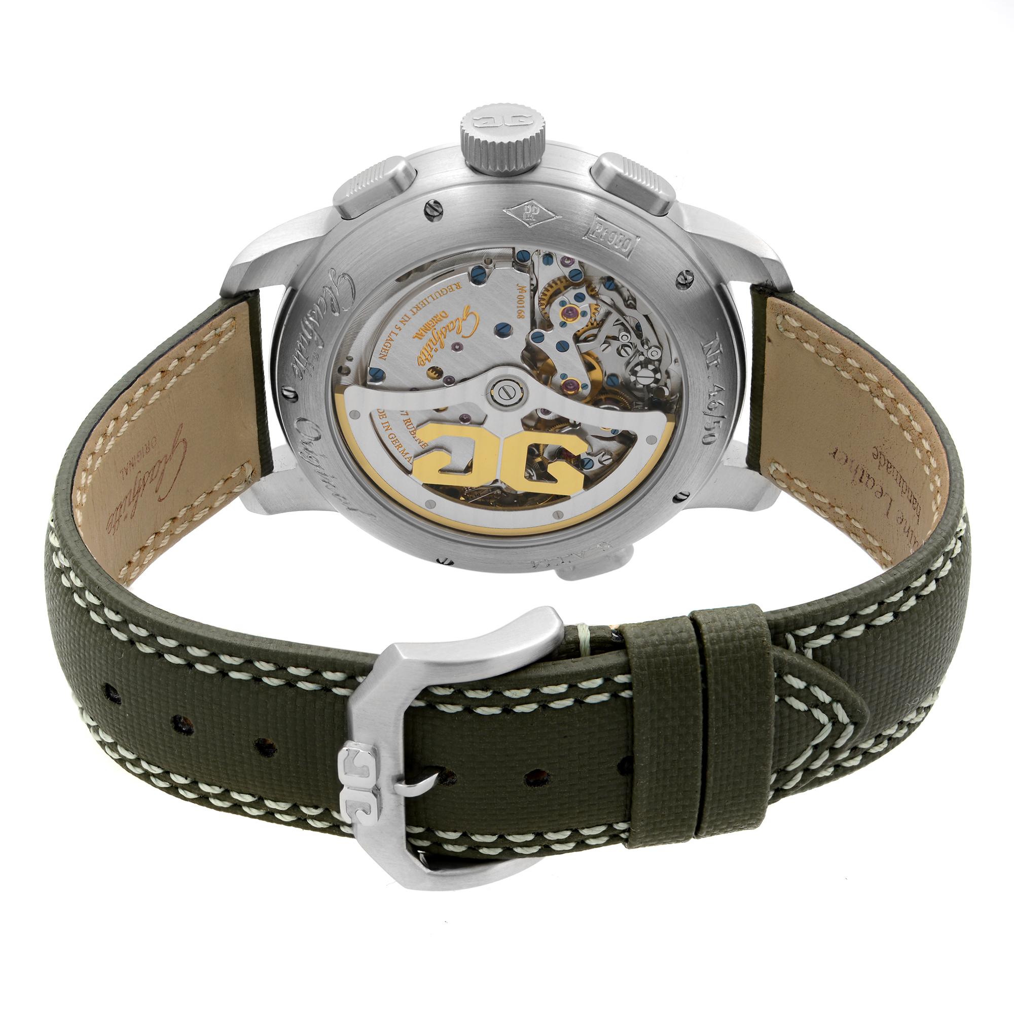 Glashütte Original Pano Navigator Platin Grünes Zifferblatt Herrenuhr 1-95-01-07-14-04 im Angebot 2