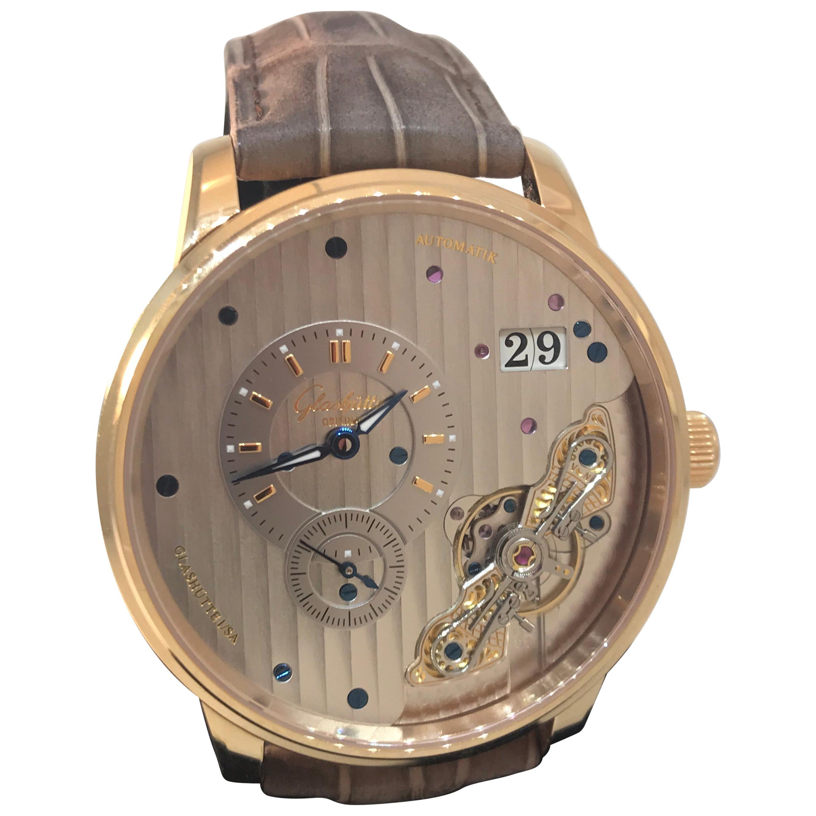 Glashutte Original PanoMaticInverse Rose Gold Automatic Watch 19102010530 For Sale