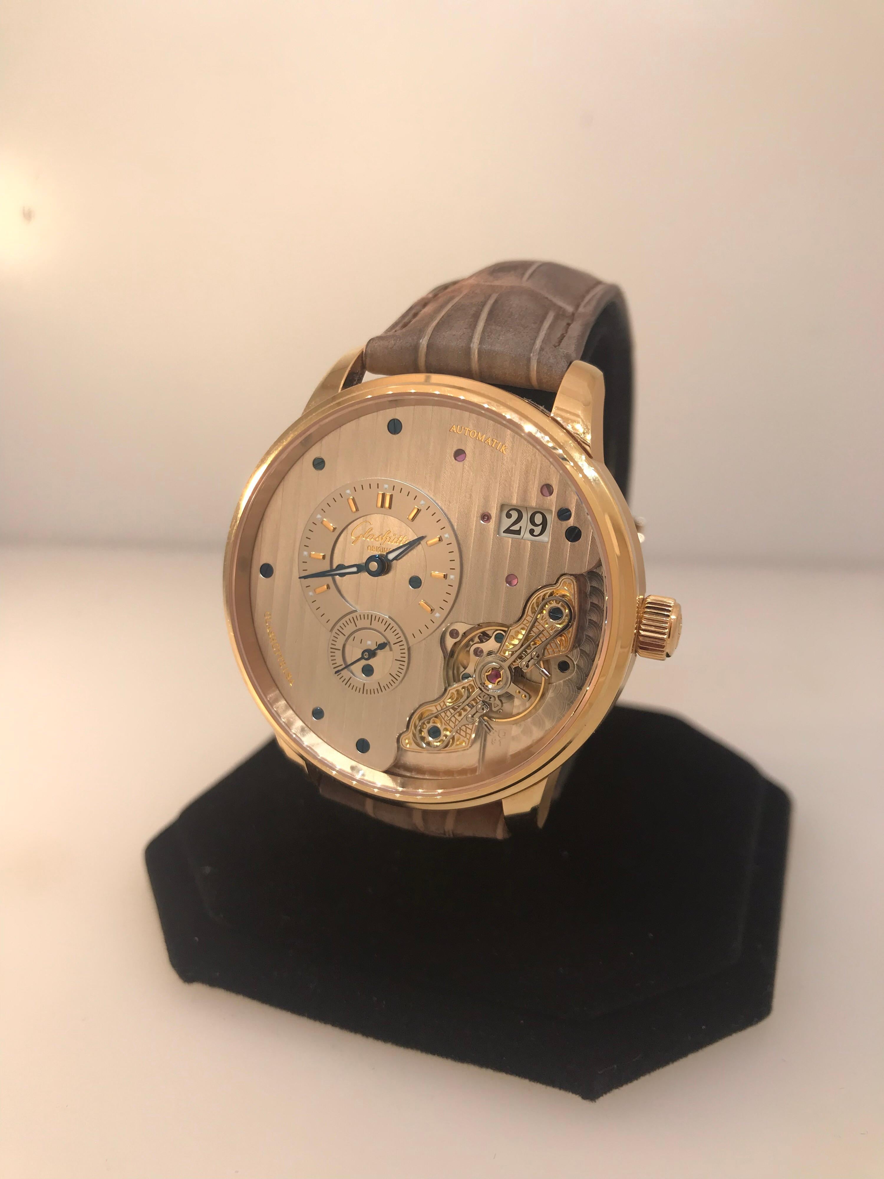 Men's Glashutte Original PanoMaticInverse Rose Gold Automatic Watch 19102010530 For Sale