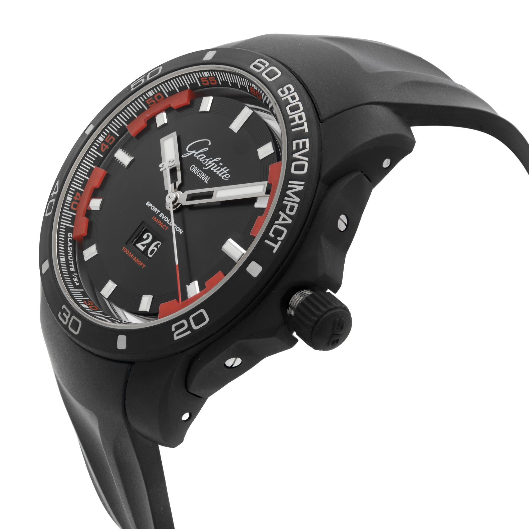 Glashütte Original Sport Evolution Rubber Over Steel Black Dial 1-39-47-16-16-04 Neuf - En vente à New York, NY