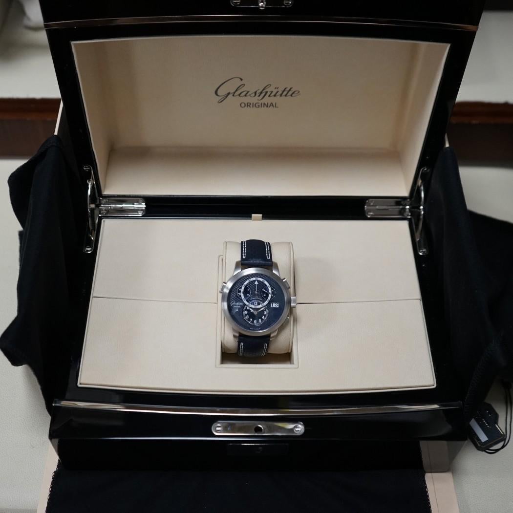 Modern Glashutte PanoMatic Chrono XL in Platinum 95-01-05-15-04 Limited Edition For Sale