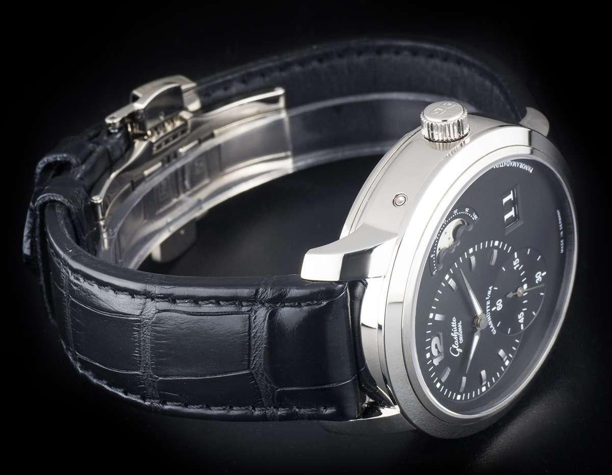 Glashutte PanoMaticLunar XL White Gold Black Dial 90-02-33-34-05 Automatic Watch In Excellent Condition In London, GB