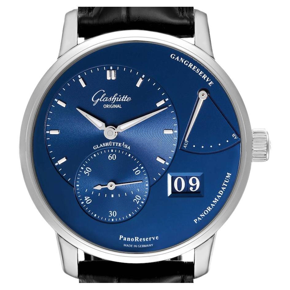 Glashutte PanoReserve Steel Blue Dial Mens Watch 1-65-01-26-12-35