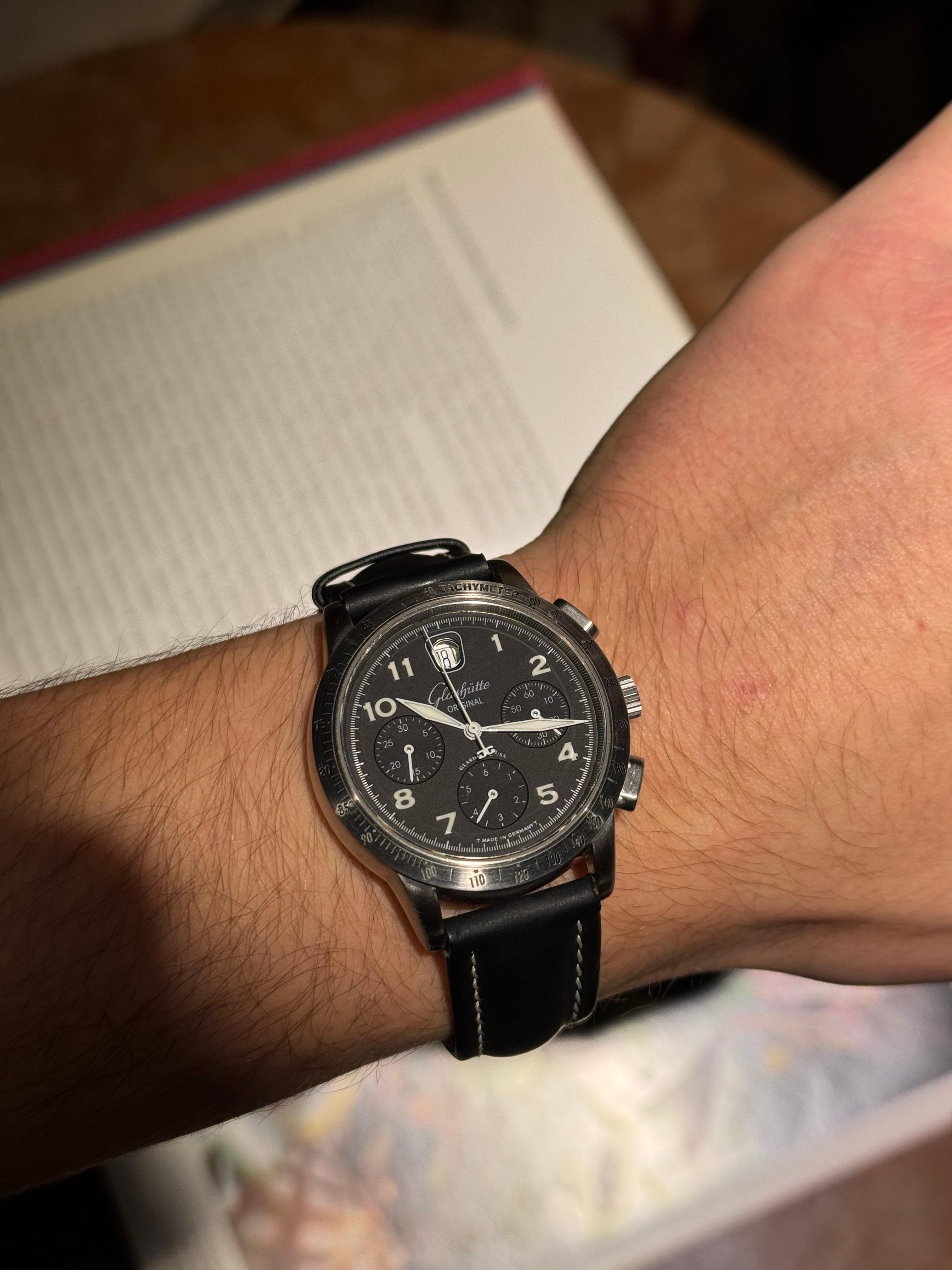 Glashütte Senator Navigator Chronograph GUB 39-32 - Steel, Box & Papers For Sale 12