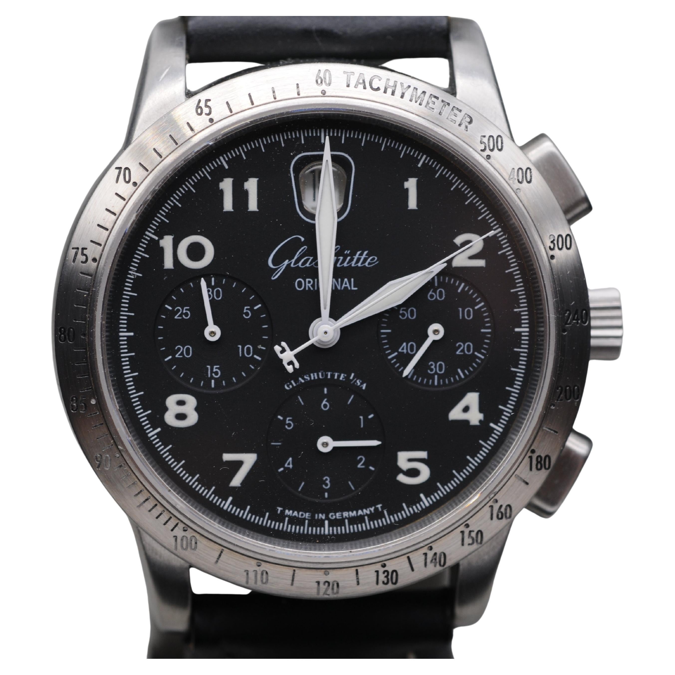 Glashütte Senator Navigator Chronograph GUB 39-32 - Acciaio, Scatola e Documenti