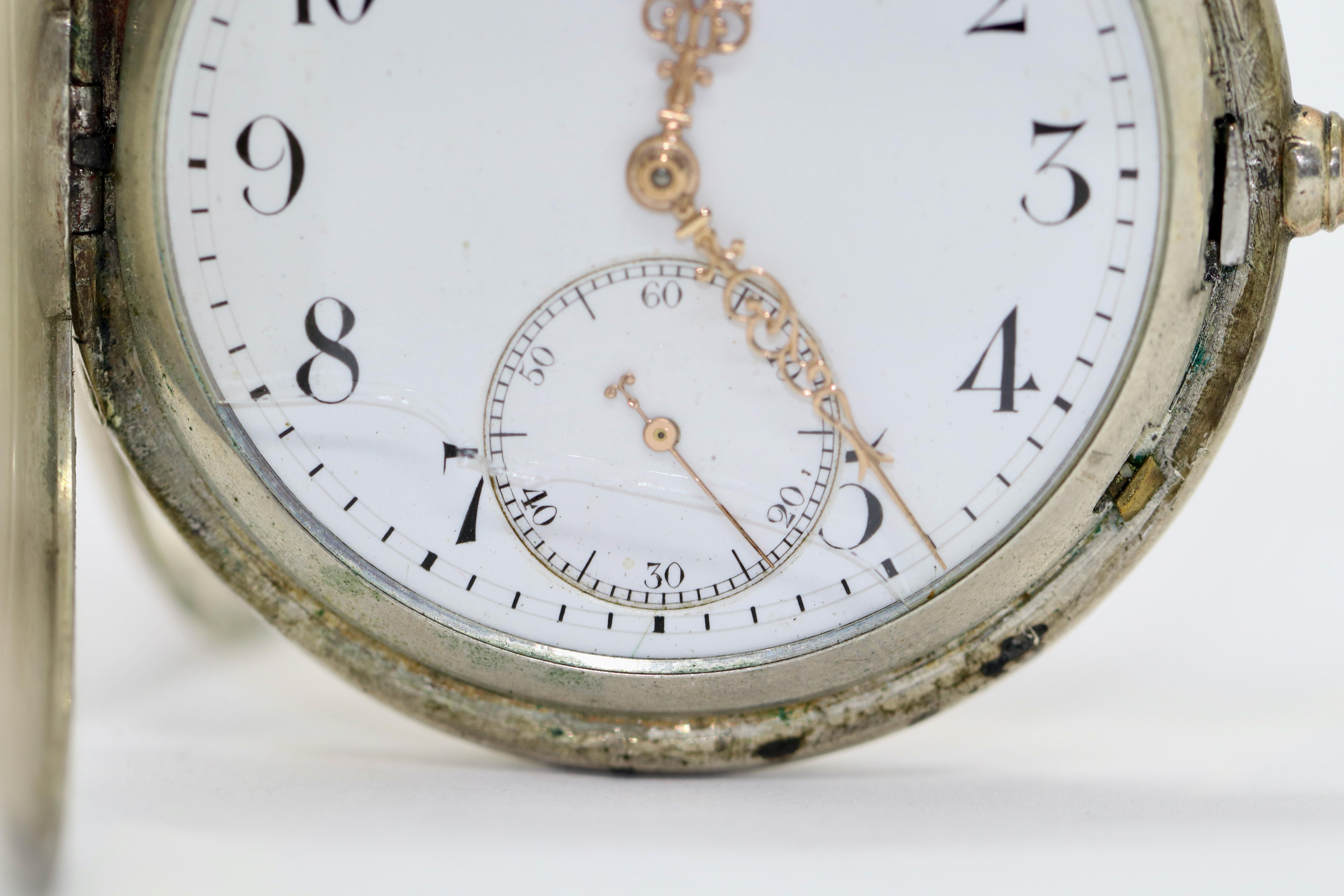 Taschenuhr aus Silber von Dürrstein & Co., Uhrenfabrik Union, Etui Herren im Angebot