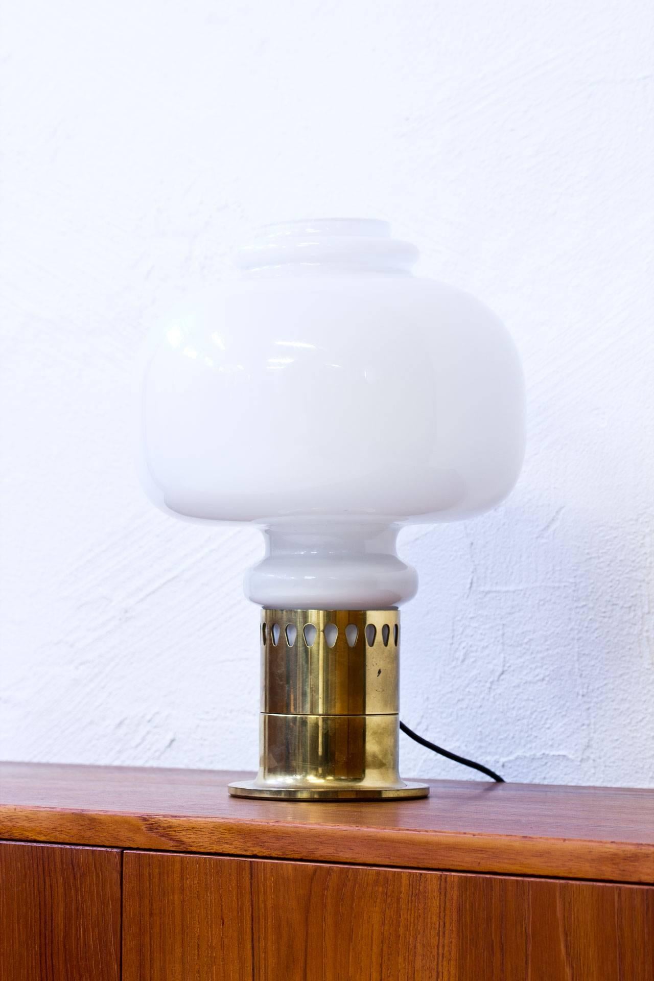 Mid-20th Century Glass and Brass Table Lamp by Hans-Agne Jakobsson, Sweden, 1960s