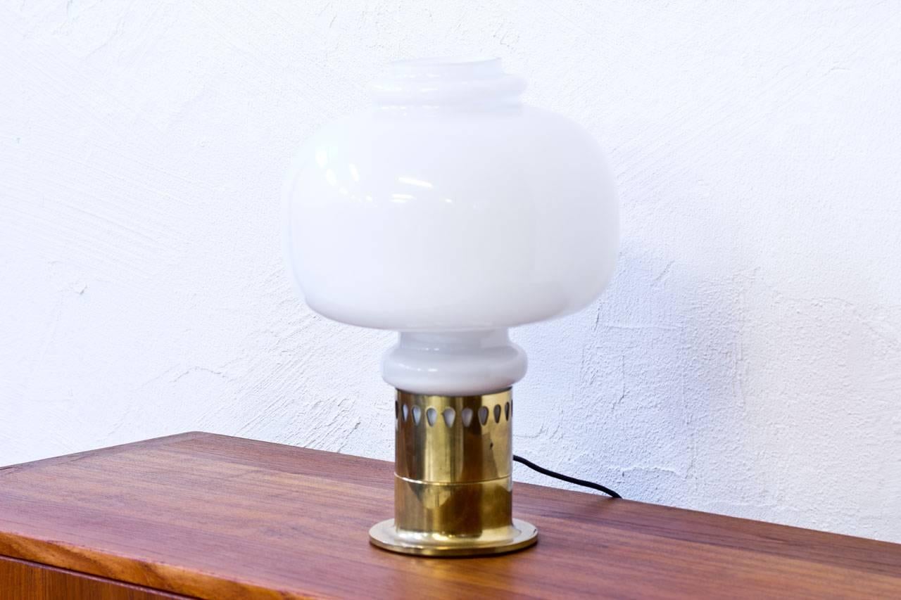 Glass and Brass Table Lamp by Hans-Agne Jakobsson, Sweden, 1960s 1