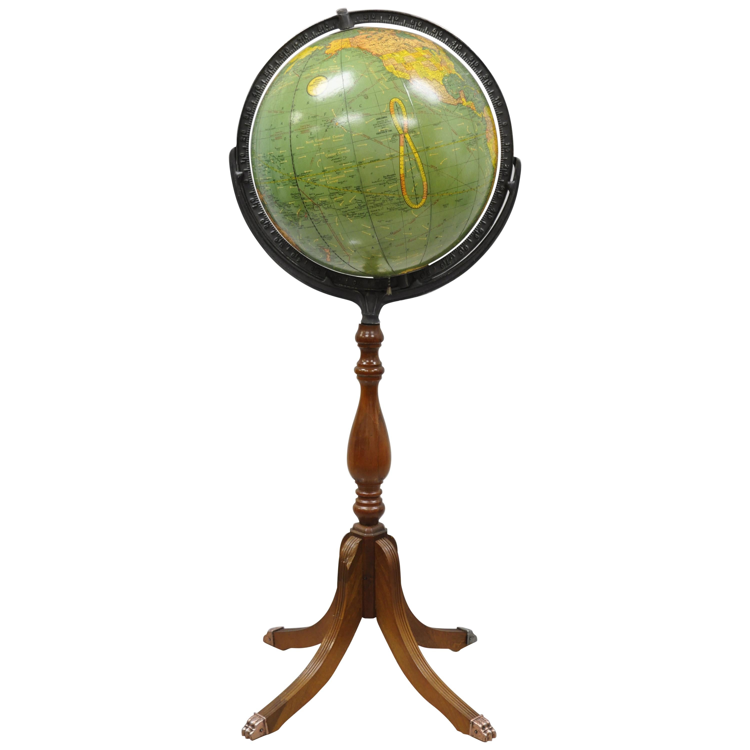 Glass George F. Cram Unrivaled Terrestrial Illuminated Stand Up Floor Globe