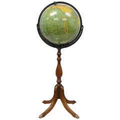 Vintage Glass George F. Cram Unrivaled Terrestrial Illuminated Stand Up Floor Globe
