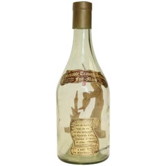 Antique Glass 20th Century Calvados "Ship in a Bottle" and Decanter