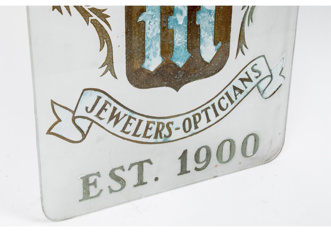 Glass Advertising Plaque, “Michaels Jewelers And Opticians” 2