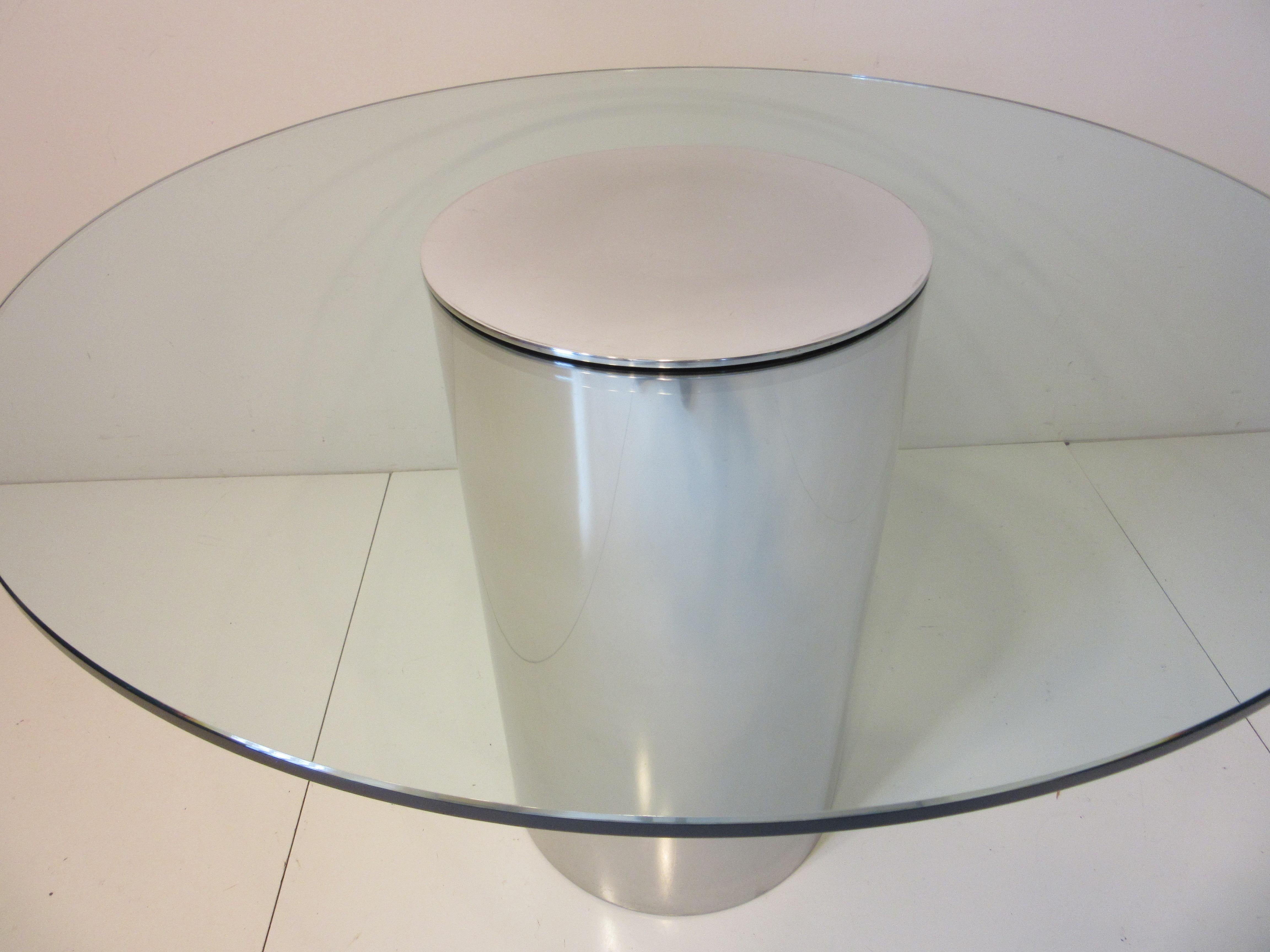 Glass / Aluminum Café Dining Table in the Style of Pace 1