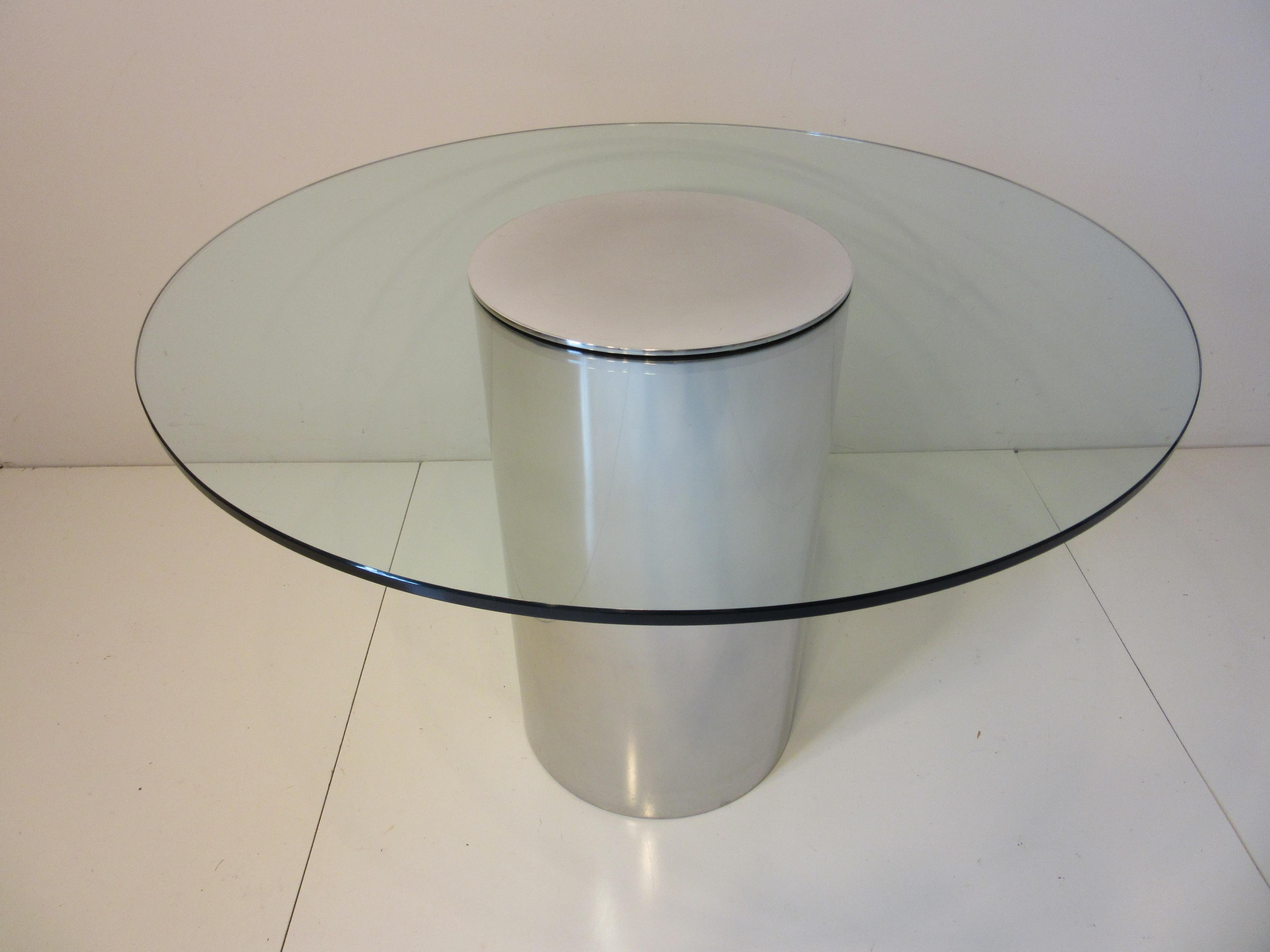Glass / Aluminum Café Dining Table in the Style of Pace 2