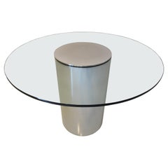 Glass / Aluminum Café Dining Table in the Style of Pace