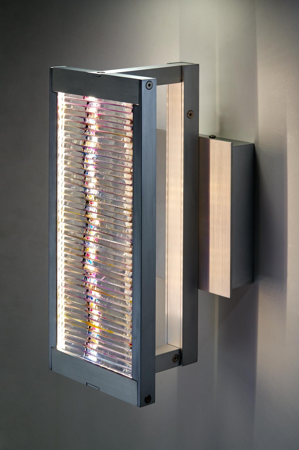 Glass and Aluminum Contemporary LED Light Wall Sconce For Sale 7