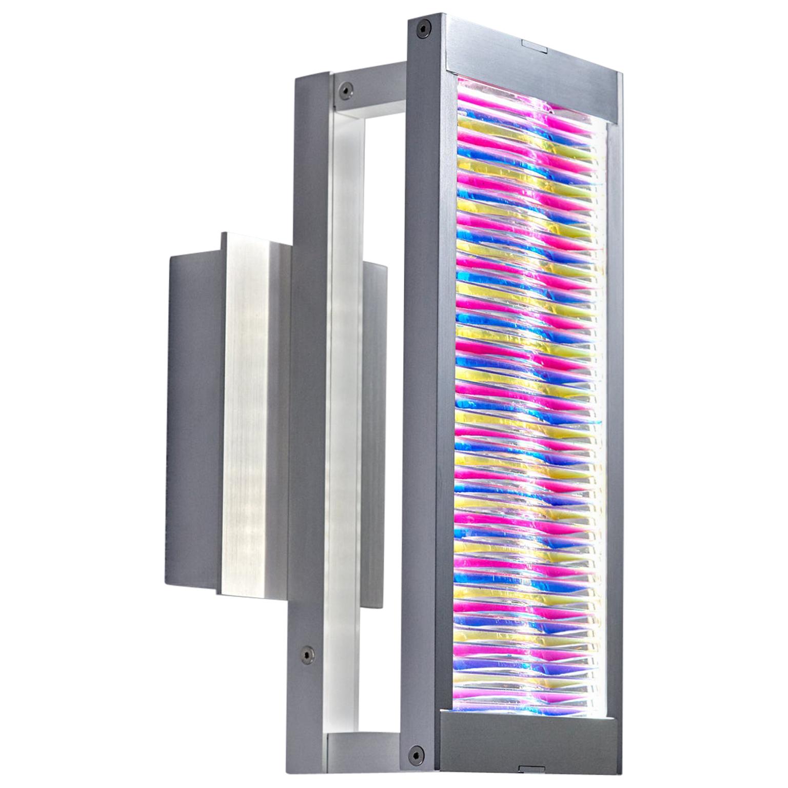 Glass and Aluminum Contemporary LED Light Wall Sconce For Sale