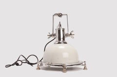 Glass and aluminum industrial lamp, USA 1900.