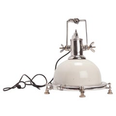 Glass and aluminum industrial lamp, USA 1900.