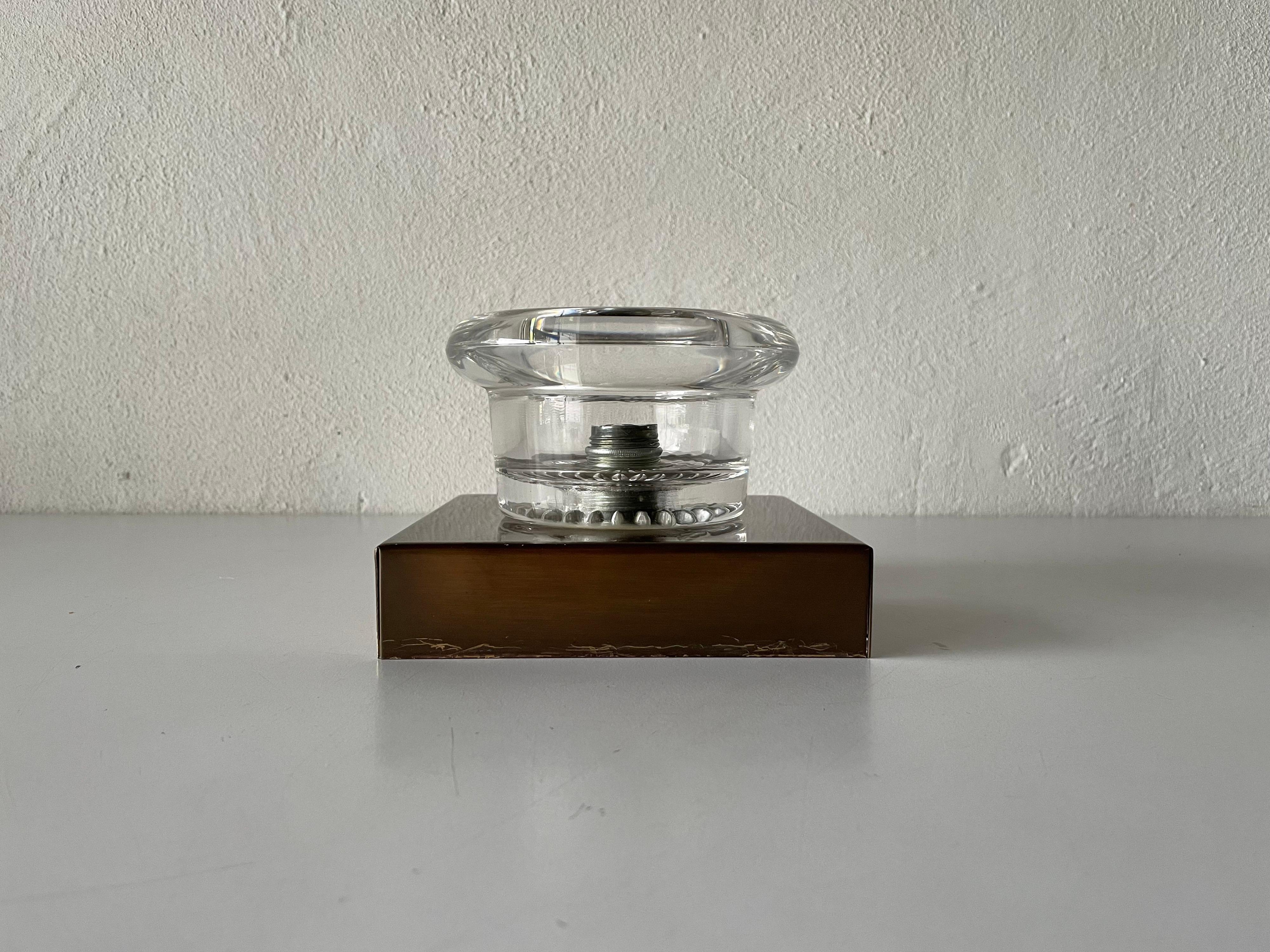 Mid-20th Century Glass and Antique Look Metal Base Wall or Ceiling Lamp by Cosack, 1960s, Germany For Sale