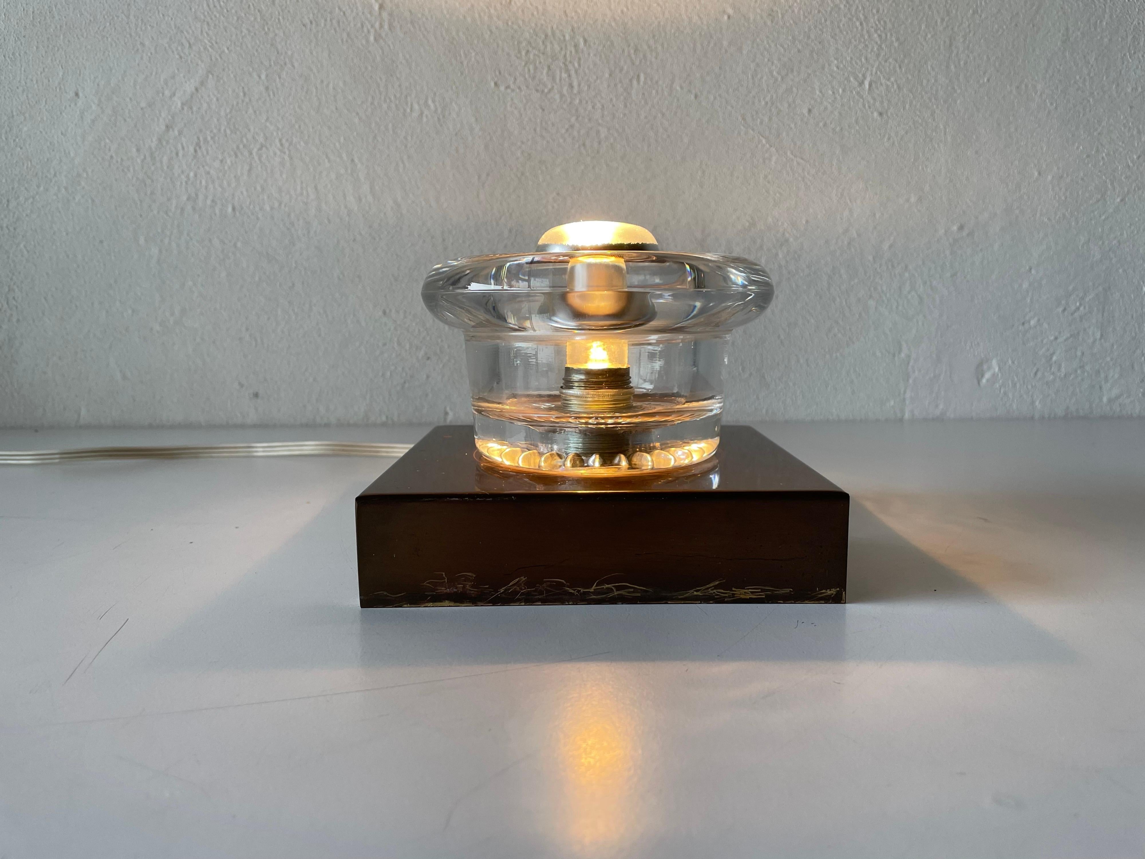 Glass and Antique Look Metal Base Wall or Ceiling Lamp by Cosack, 1960s, Germany For Sale 2