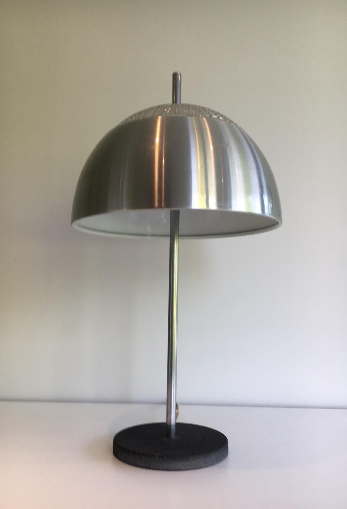 Glass and Black Lacquered metal Table Lamp, Circa 1970 3