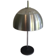 Glass and Black Lacquered metal Table Lamp, Circa 1970