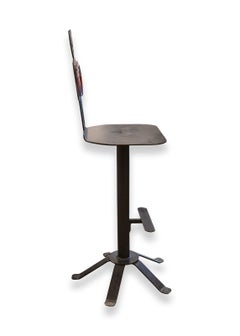 Chaise en verre et métal noir de l'Artistics Drew Smith signée et datée