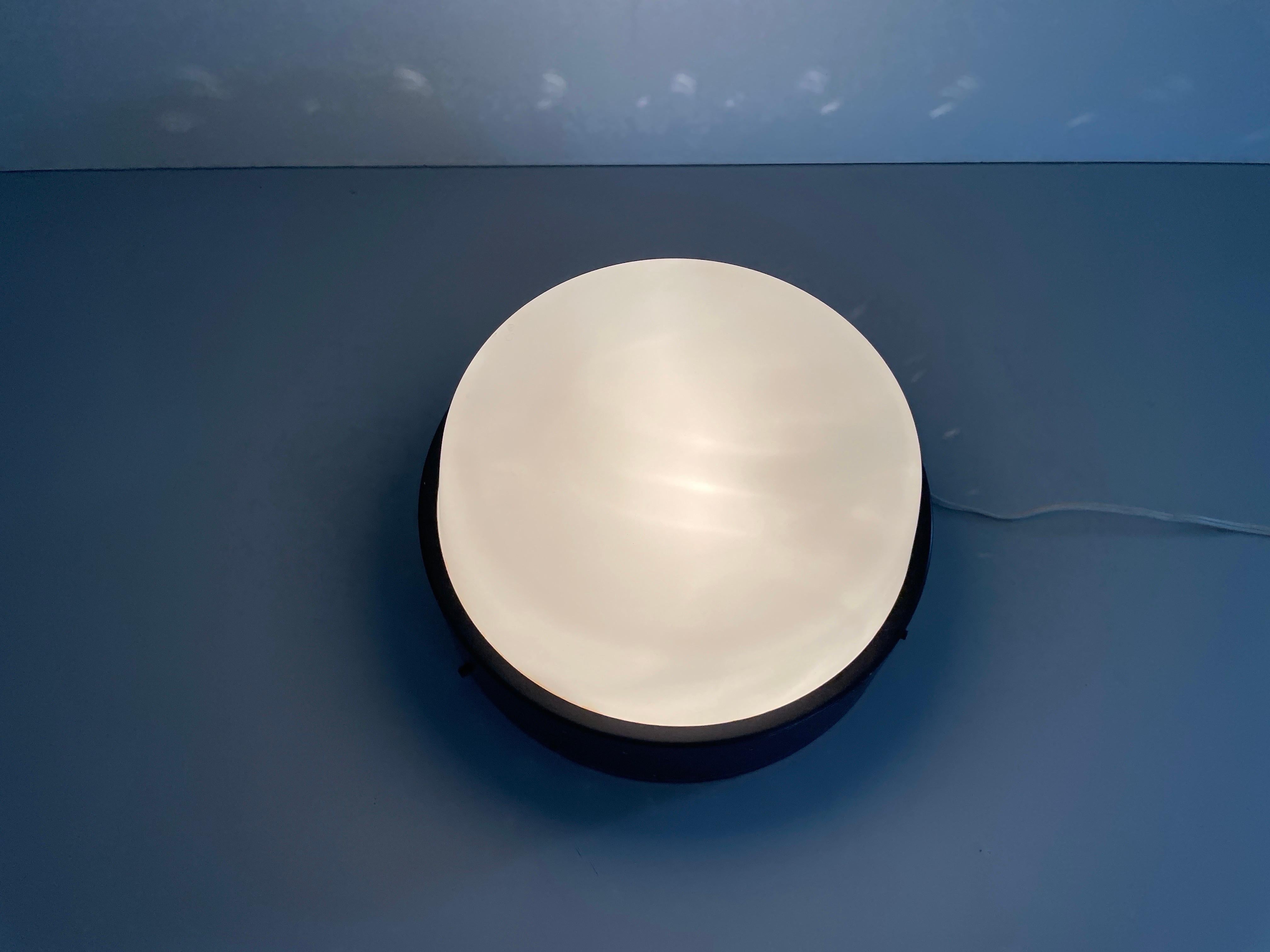 Lámpara empotrada de cristal y metal negro de Greco illuminazione, años 50, Italia en venta 3