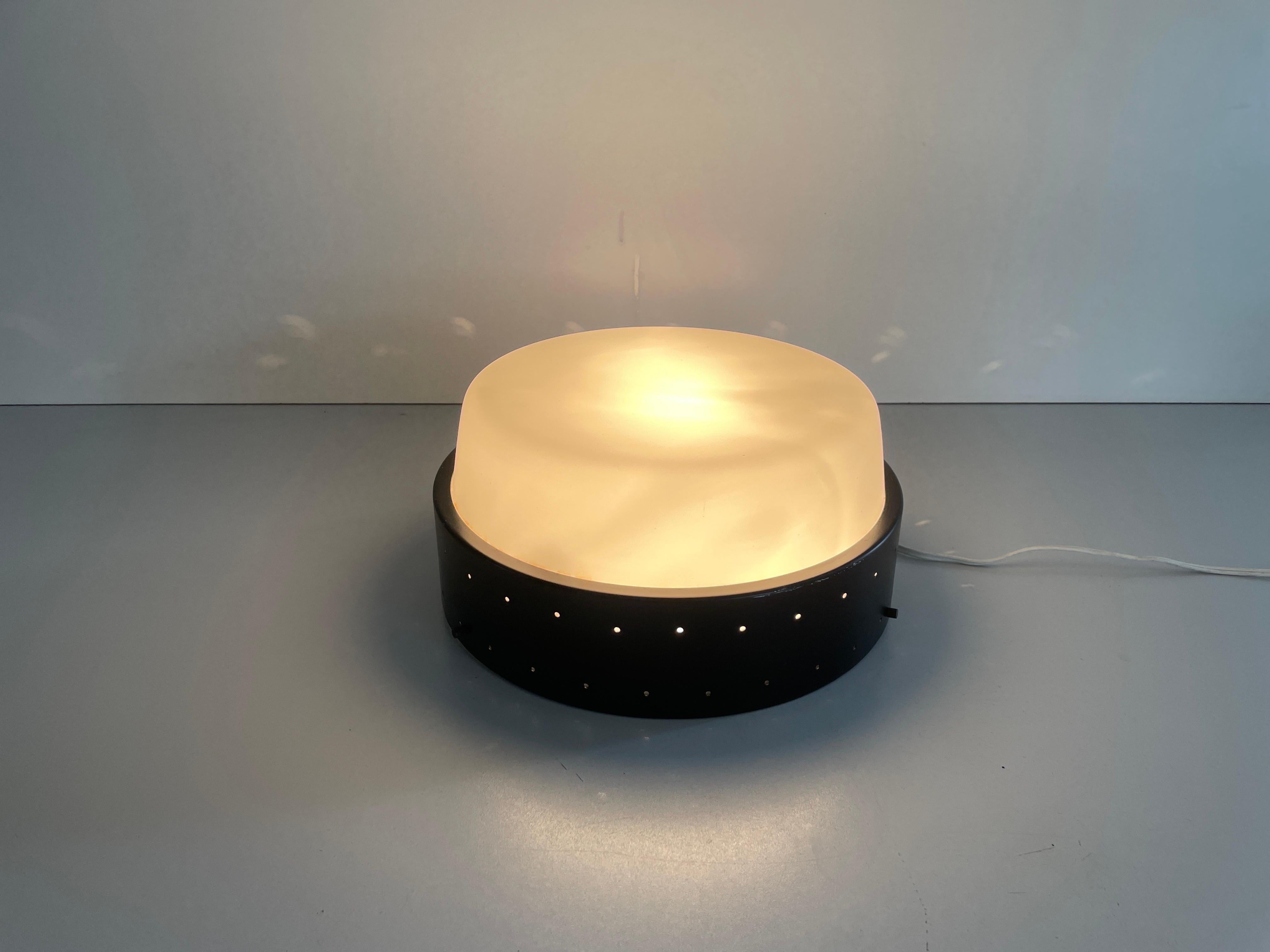 Lámpara empotrada de cristal y metal negro de Greco illuminazione, años 50, Italia en venta 4