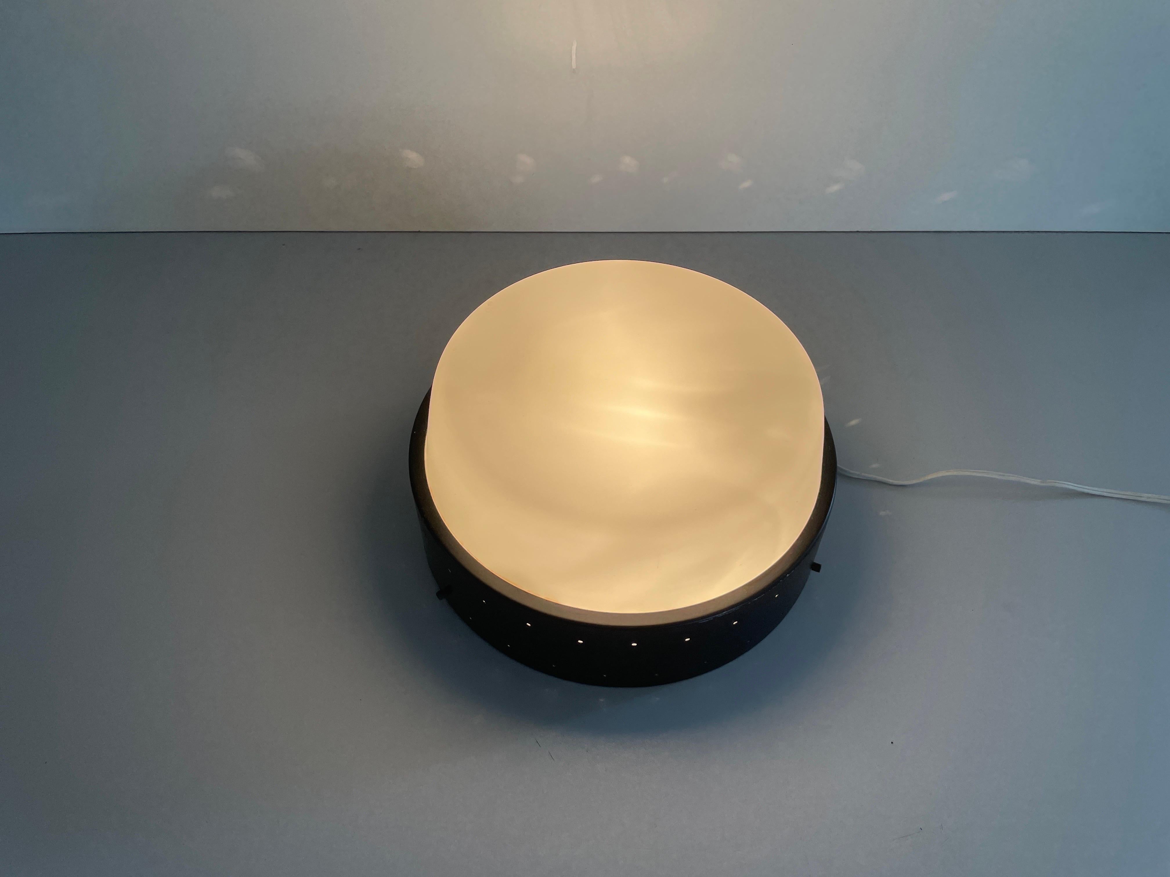 Lámpara empotrada de cristal y metal negro de Greco illuminazione, años 50, Italia en venta 5