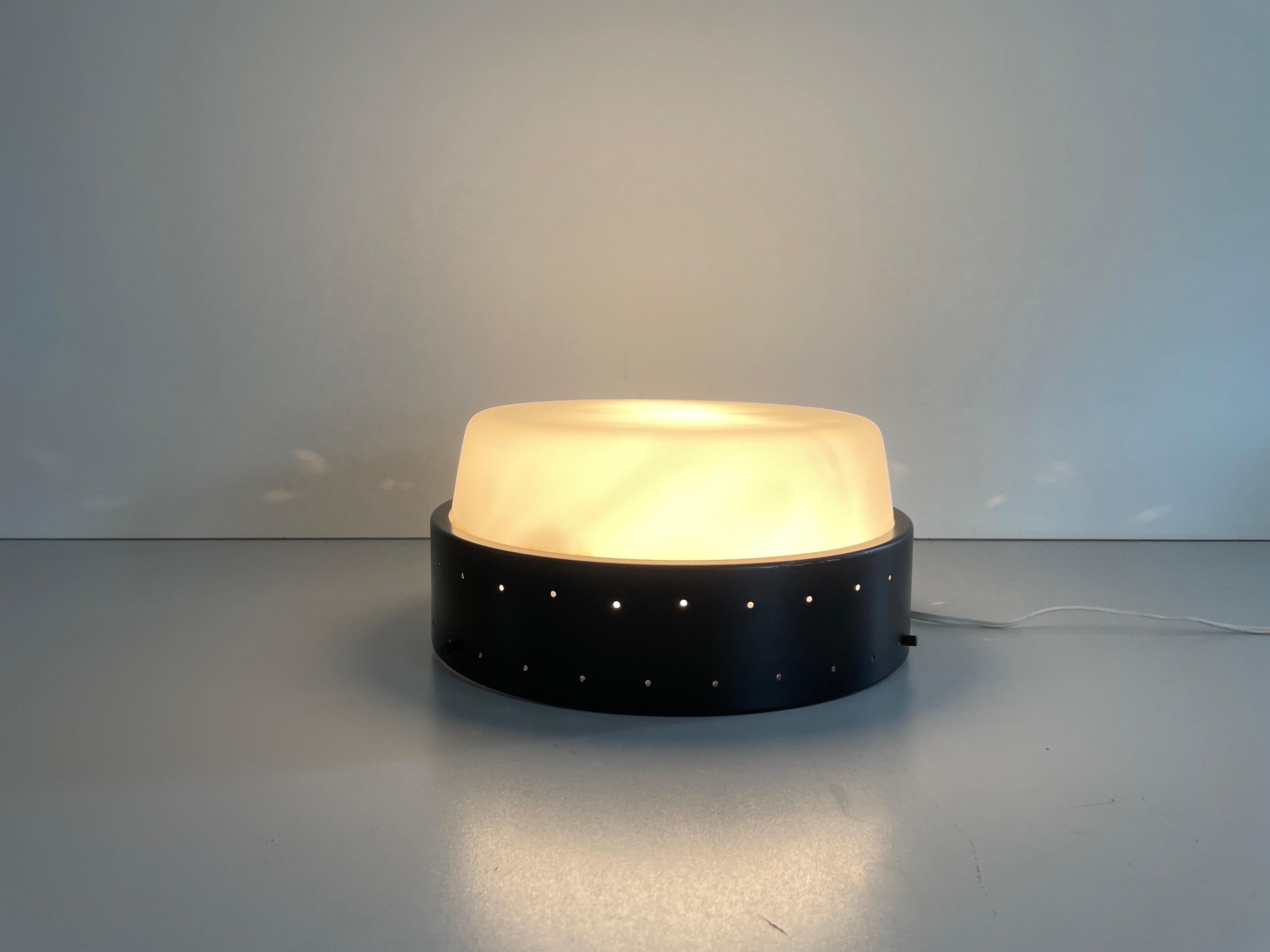 Lámpara empotrada de cristal y metal negro de Greco illuminazione, años 50, Italia en venta 6