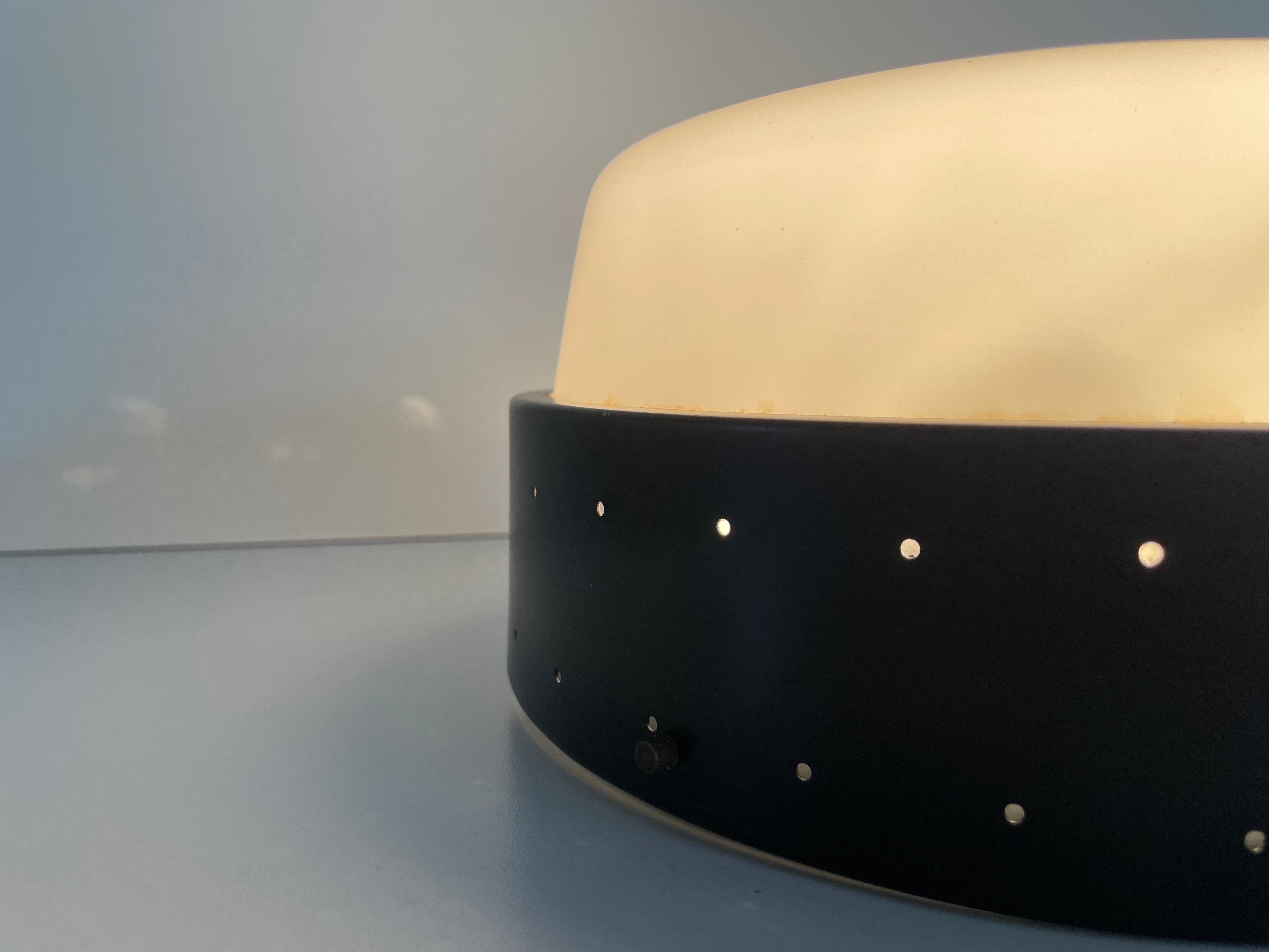 Lámpara empotrada de cristal y metal negro de Greco illuminazione, años 50, Italia en venta 8