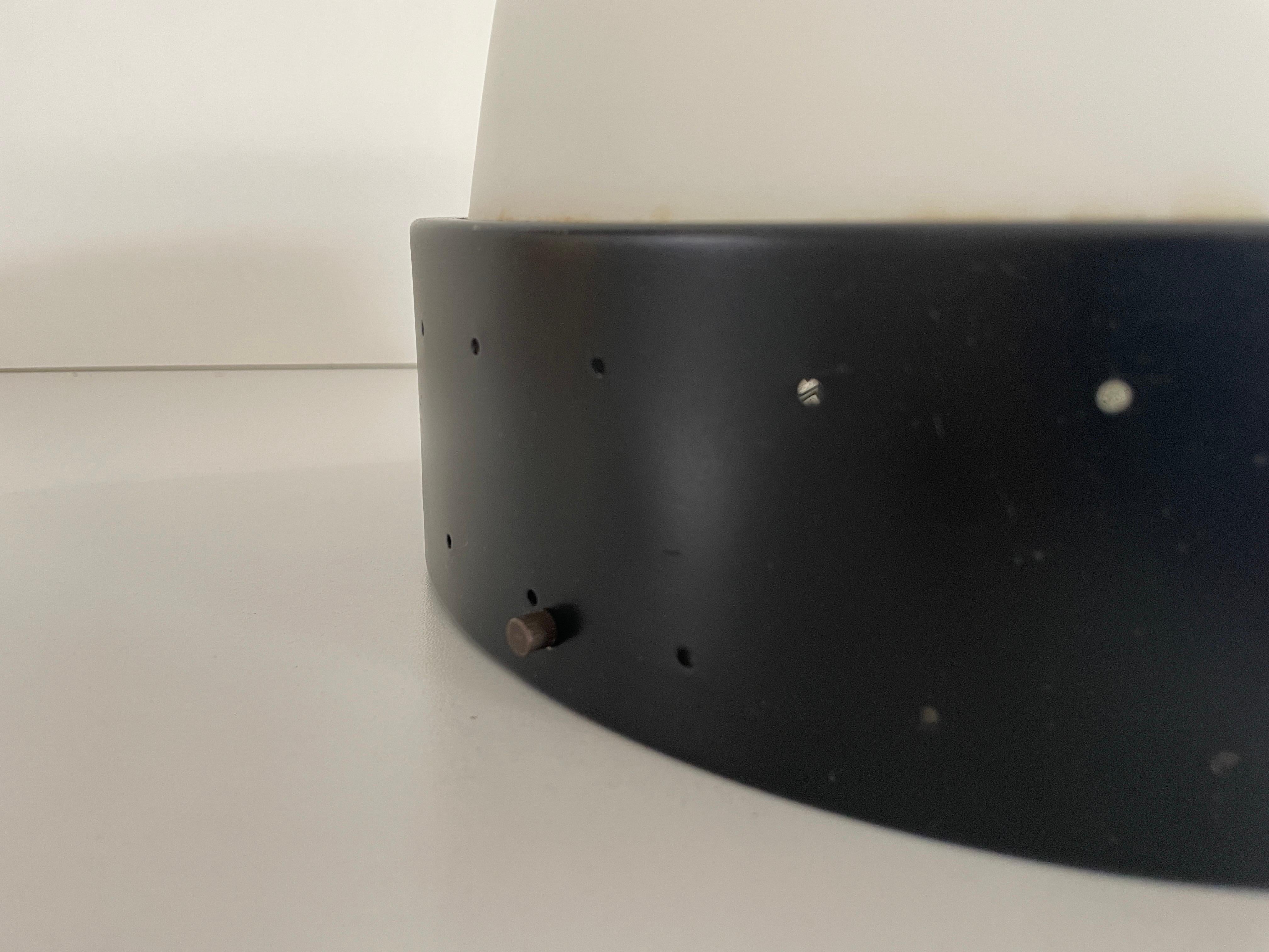 Lámpara empotrada de cristal y metal negro de Greco illuminazione, años 50, Italia en venta 1