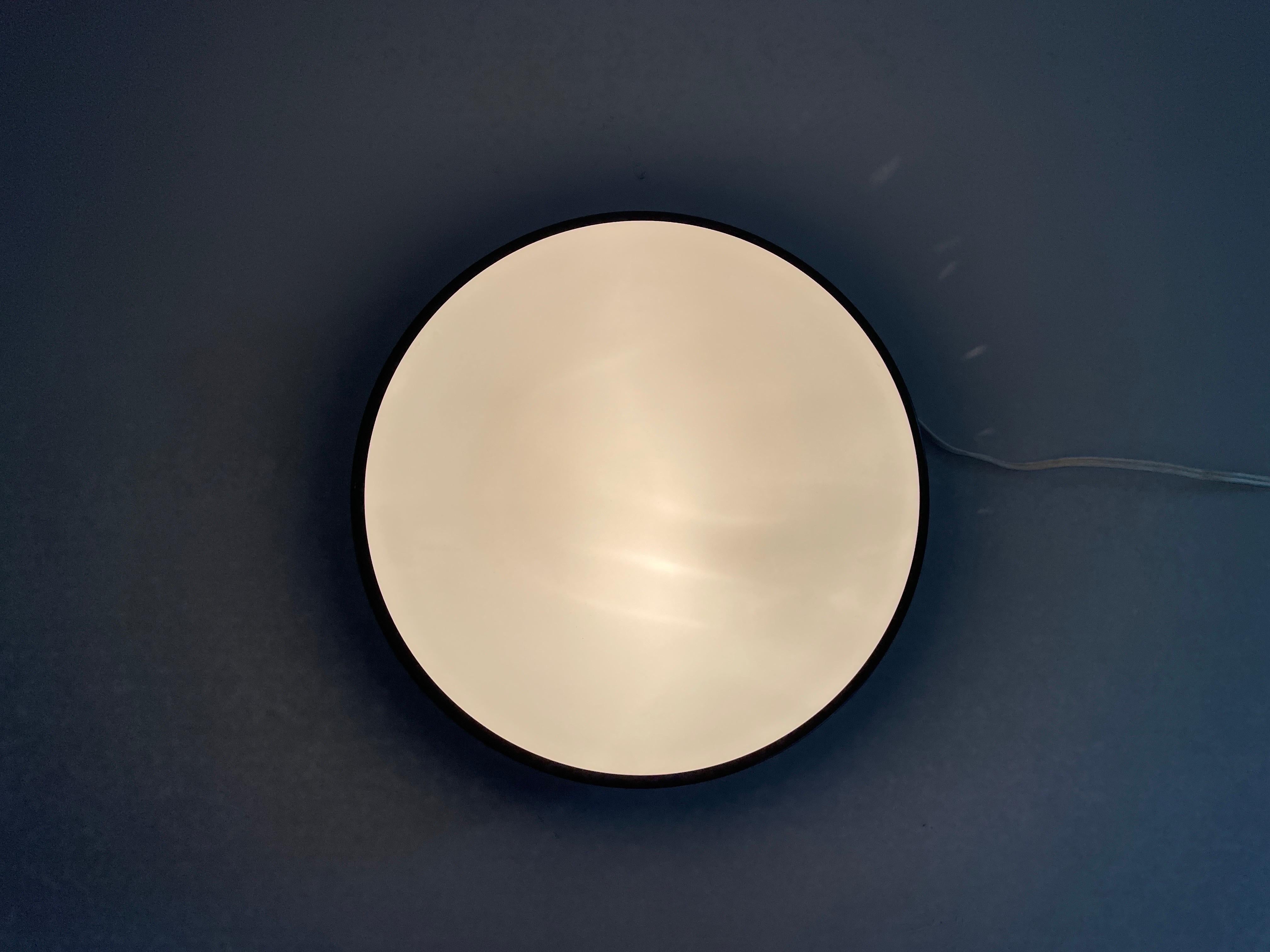 Lámpara empotrada de cristal y metal negro de Greco illuminazione, años 50, Italia en venta 2