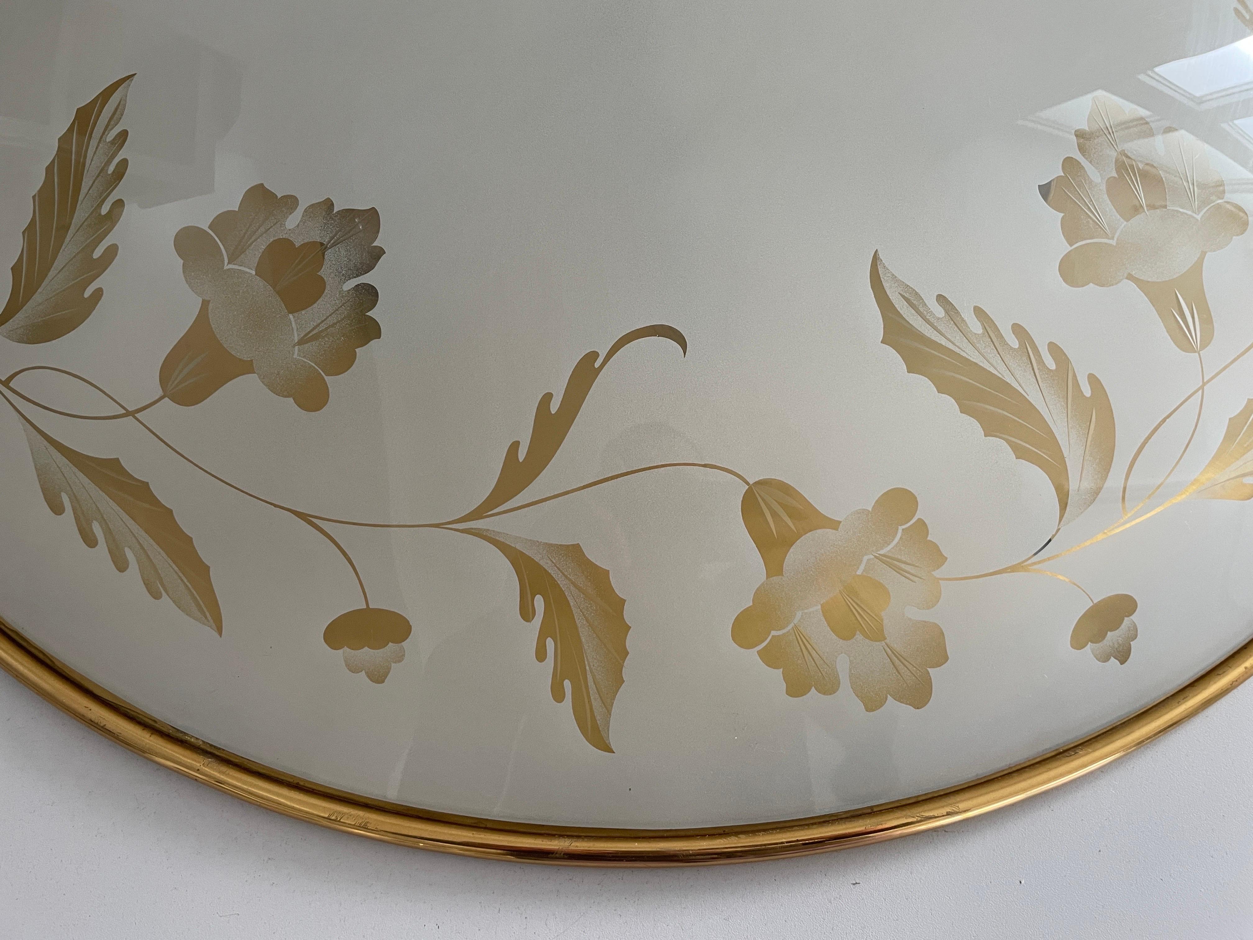 Casino-Deckenleuchte aus Glas und Messing mit 80 cm Durchmesser, 1960er Jahre, Italien im Angebot 5