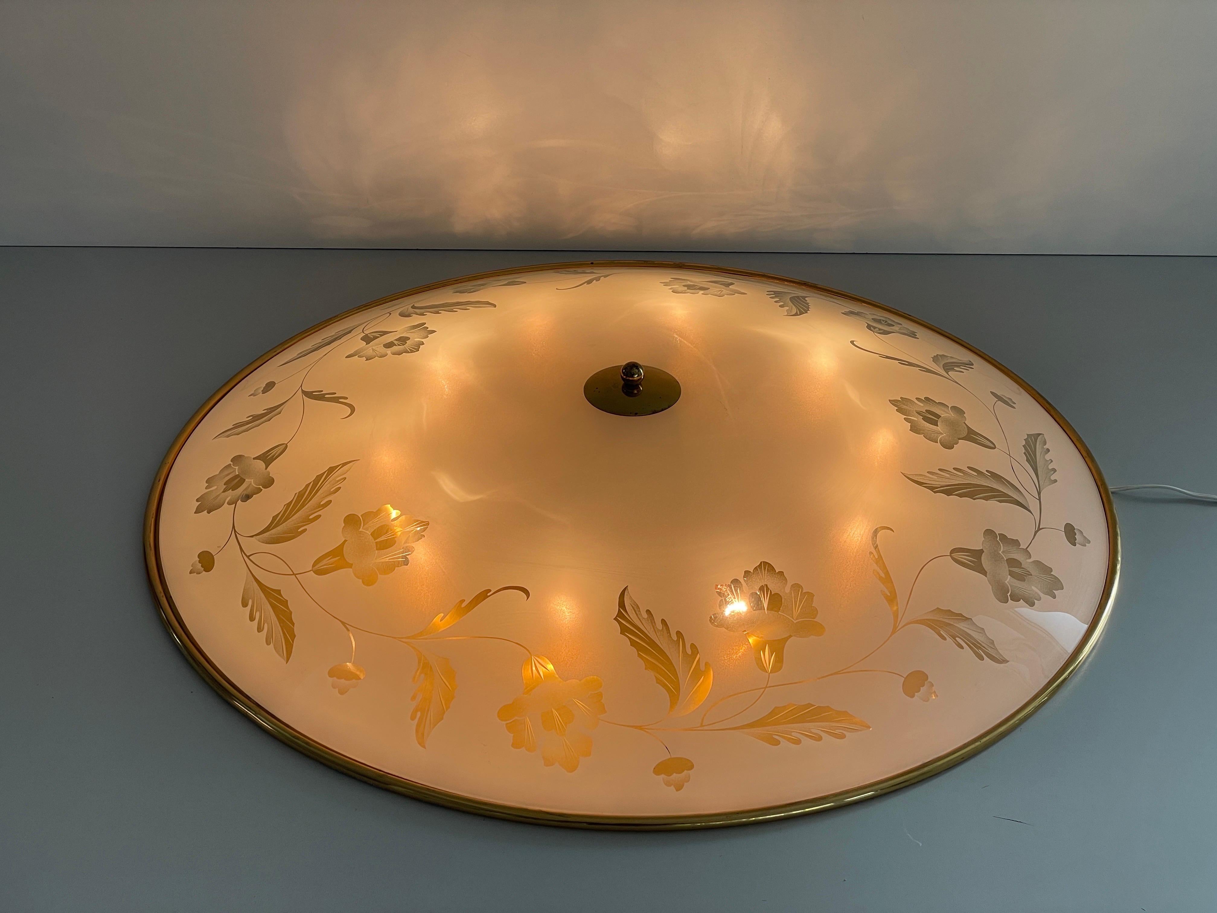 Casino-Deckenleuchte aus Glas und Messing mit 80 cm Durchmesser, 1960er Jahre, Italien im Angebot 11