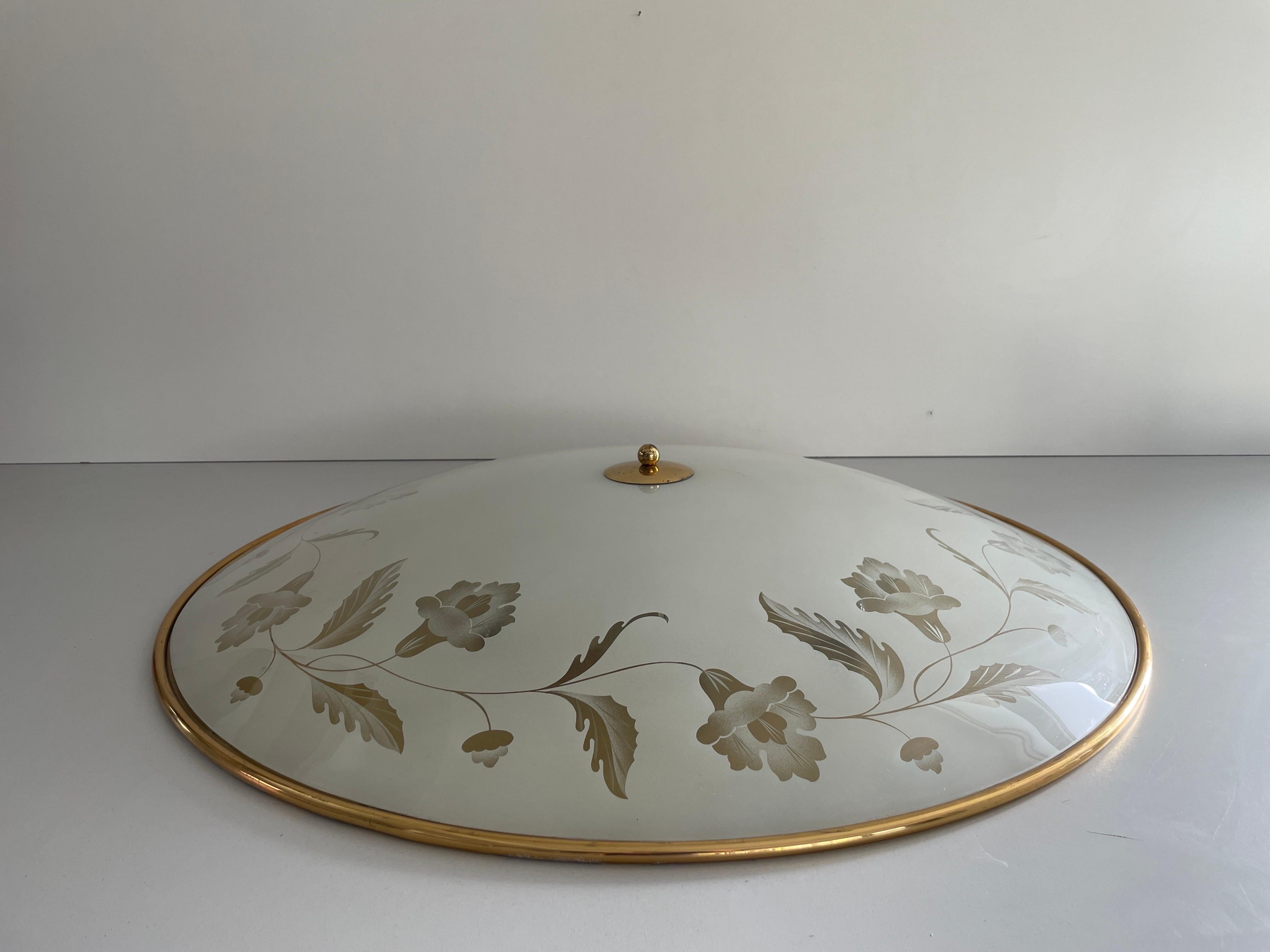 Casino-Deckenleuchte aus Glas und Messing mit 80 cm Durchmesser, 1960er Jahre, Italien (Moderne der Mitte des Jahrhunderts) im Angebot