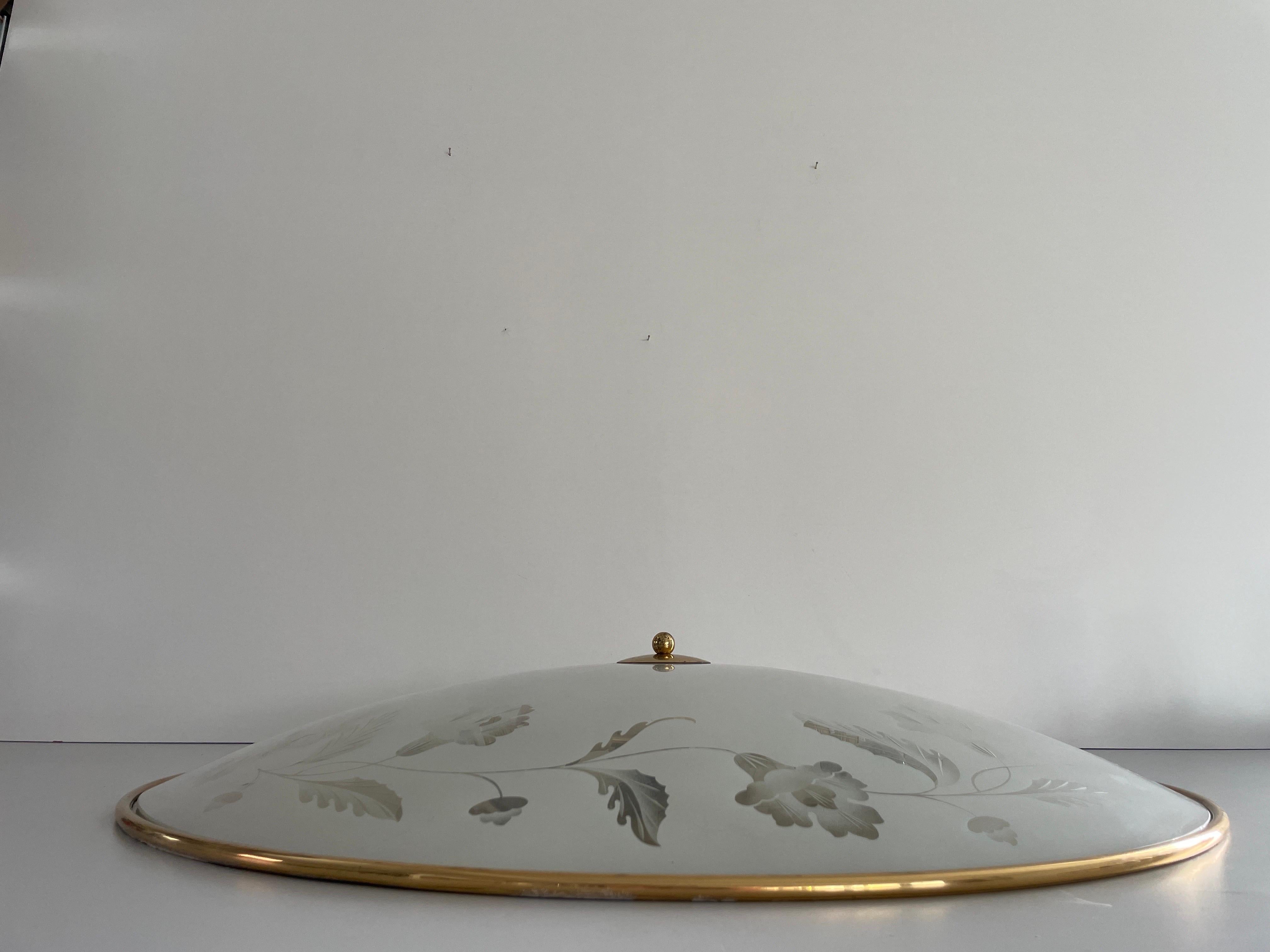 Casino-Deckenleuchte aus Glas und Messing mit 80 cm Durchmesser, 1960er Jahre, Italien im Zustand „Hervorragend“ im Angebot in Hagenbach, DE